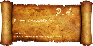 Purr Adeodát névjegykártya